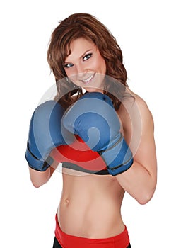 Pretty woman with boxe gloves