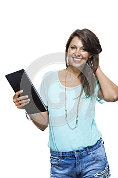 Pretty Woman Browsing at her Tablet Computer