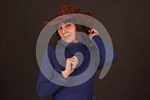 Pretty woman with cowboy hat