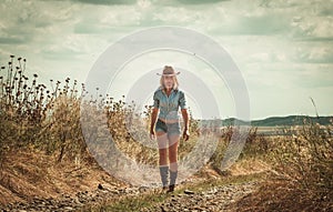 Pretty woman in cowboy hat