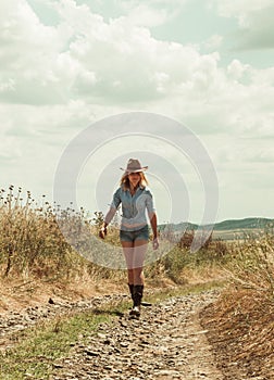 Pretty woman in cowboy hat