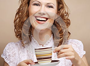 Pretty woman drinking coffee