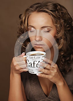 pretty woman drinking coffee