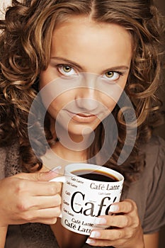 pretty woman drinking coffee