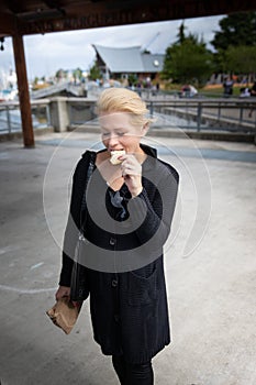 Pretty woman eating