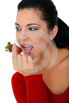 Pretty Woman Eating Fruit