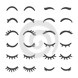 Pretty woman eyelashes. Closed eyes for cute cartoon sleeping girl