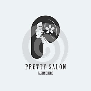 pretty woman face beauty salon spa logo template design for brand or company and other