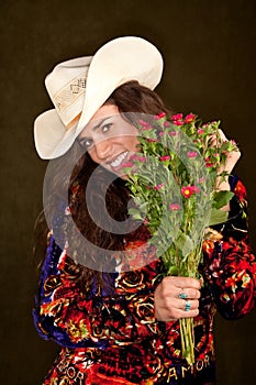 Pretty Woman with Flowers