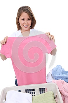 Pretty Woman Folding Clothes