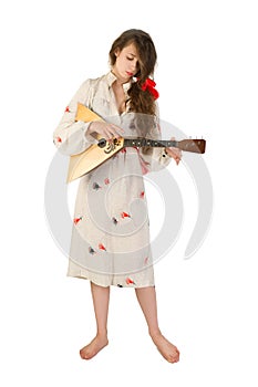 Pretty woman with a folk instrument