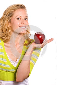 Pretty Woman Holding Red Apple