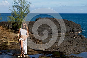 Pretty Woman in Kauai on a private Beach