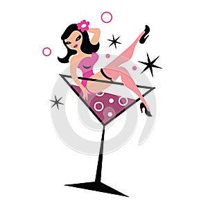 Pretty woman in martini glass