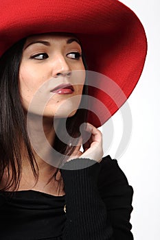 Pretty Woman in Red Hat