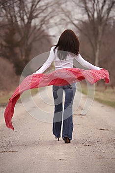 Pretty Woman in Red Shawl photo