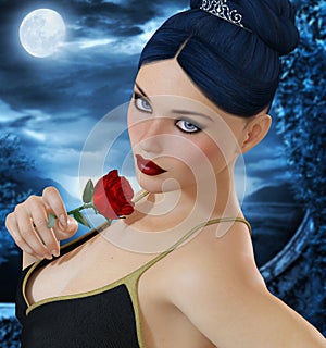 Pretty woman with rose