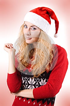 Pretty woman in Santa hat