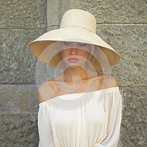 Pretty woman in straw hat