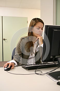 Pretty Woman Using Computer