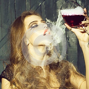 Pretty woman with wine glass