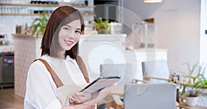 Woman use pad to order