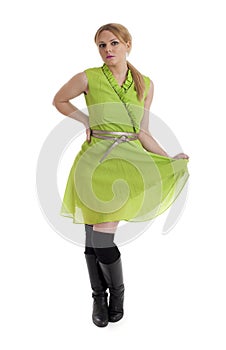 Pretty young female in retro 60s style dress