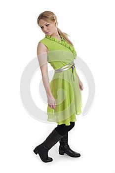 Pretty young female in retro 60s style dress