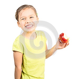 Young Girl Eating Apple