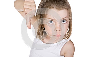 Pretty Young Girl with her Thumb Down