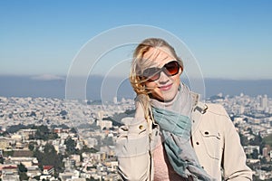 Pretty young girl on Tween Peaks hill