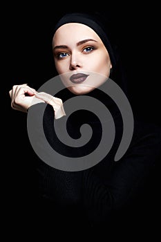 Pretty young muslim woman face photo