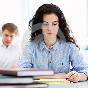 Pretty female university student portrait photo