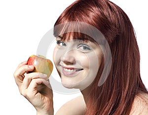 Pretty young woman with apple