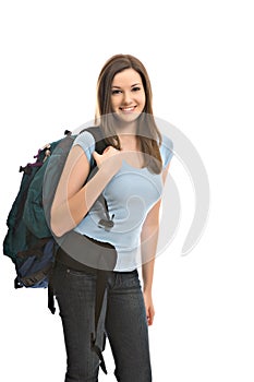 Pretty young woman with backpack