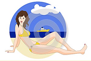 Pretty young woman in bikini on the beach