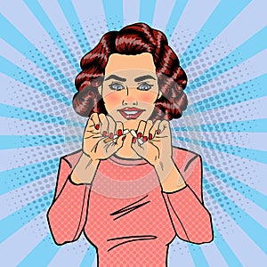 Pretty Young Woman Breaks Cigarette. Stop Smoking. Pop Art