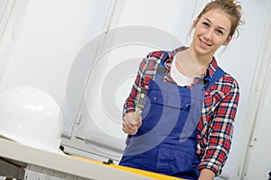 Woman doing DIY work at home