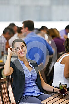 Pretty young woman enjoys her break from work