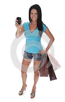 Pretty Young Woman Holding Smart Phone