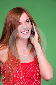 Pretty young woman talking phone
