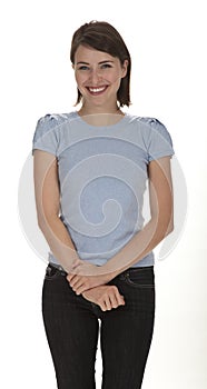 Pretty Young Woman on White Background