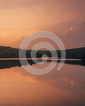 Prettyboy Reservoir at sunset, in Baltimore County, Maryland