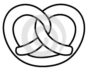 Pretzel - baked product - vector linear illustration for coloring, logo or sign. Brezel is a snack made from Traditional German me
