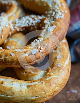 Pretzel beer snack sprinkled with salt, a symbol of Oktoberfest