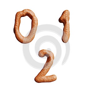 Pretzel capital letter alphabet - digits 0-2