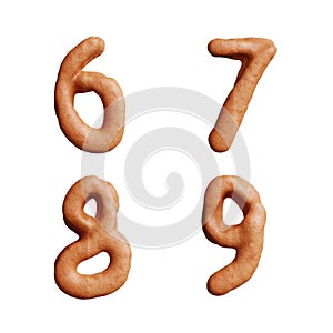 Pretzel capital letter alphabet - digits 6-9