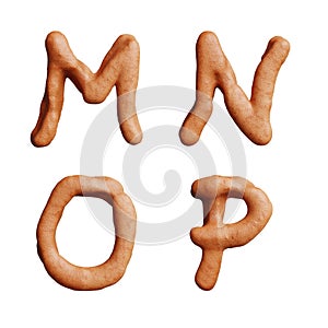 Pretzel capital letter alphabet - letters M-P photo