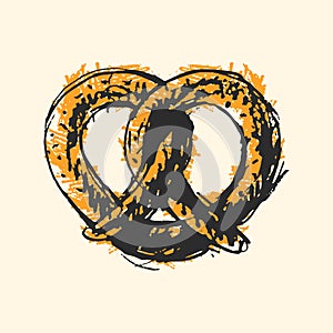 Pretzel craft sketch vector illustration.