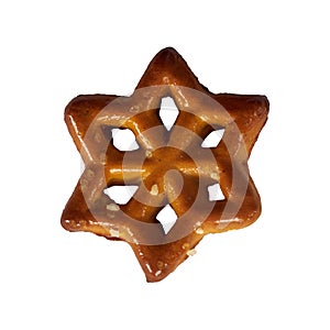 Pretzel depicting a star isolated on a white background
